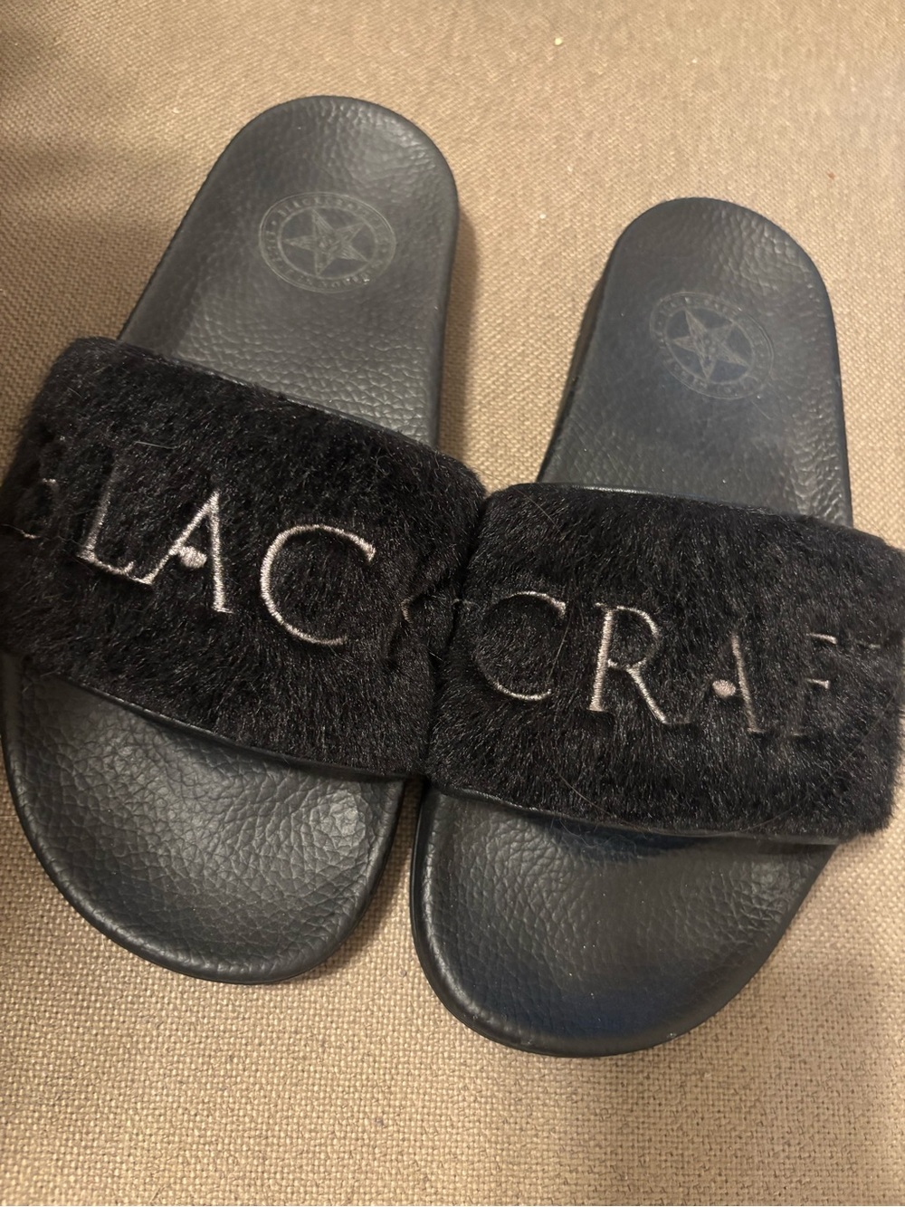 Black Craft Cult Faux Fur Slides